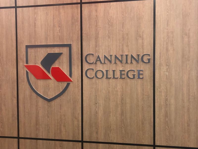 3d acrylic logo and letters canning college