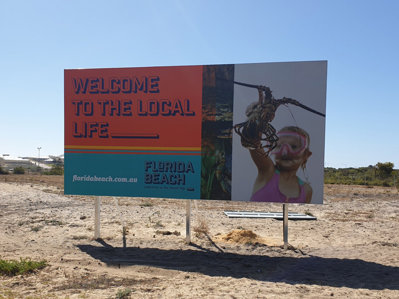large sign for property development land release