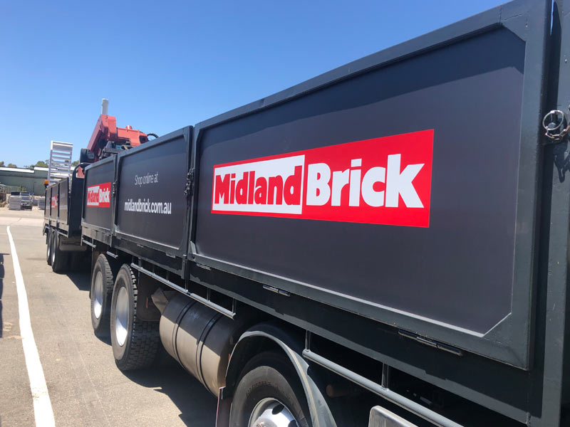 truck panel signs vinyl cut lettering and sticker for midland brick
