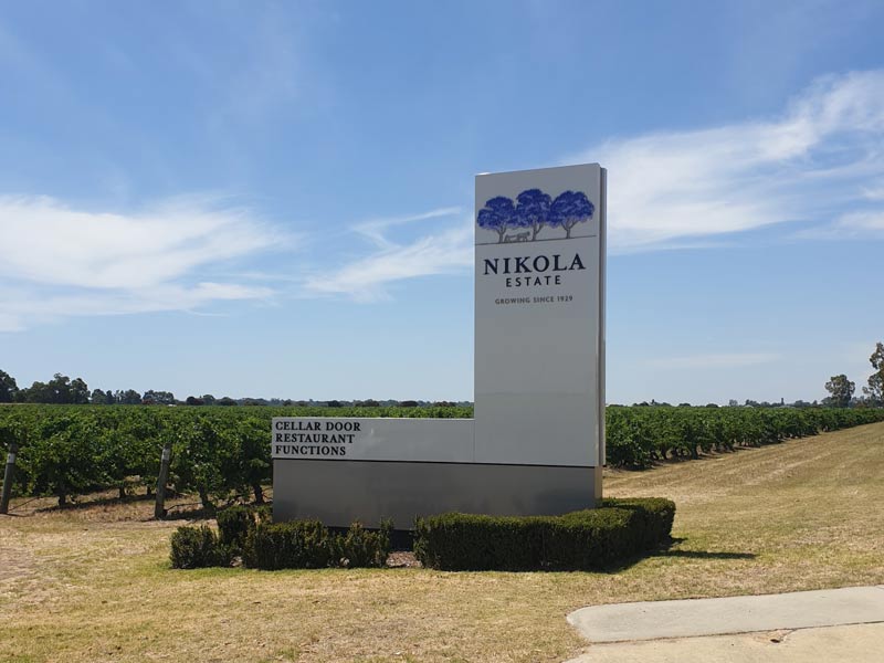 winery estate entry statement pylon and monument sign nikola estate